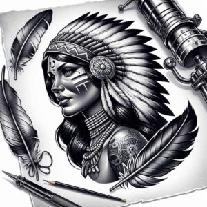 native-american-women tattoo design ideas balanced color spiritual strength symbol of determination