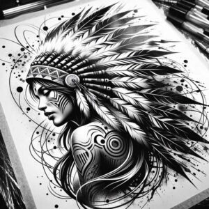 native-american-women tattoo design ideas Realism realistic color symbolic for arm
