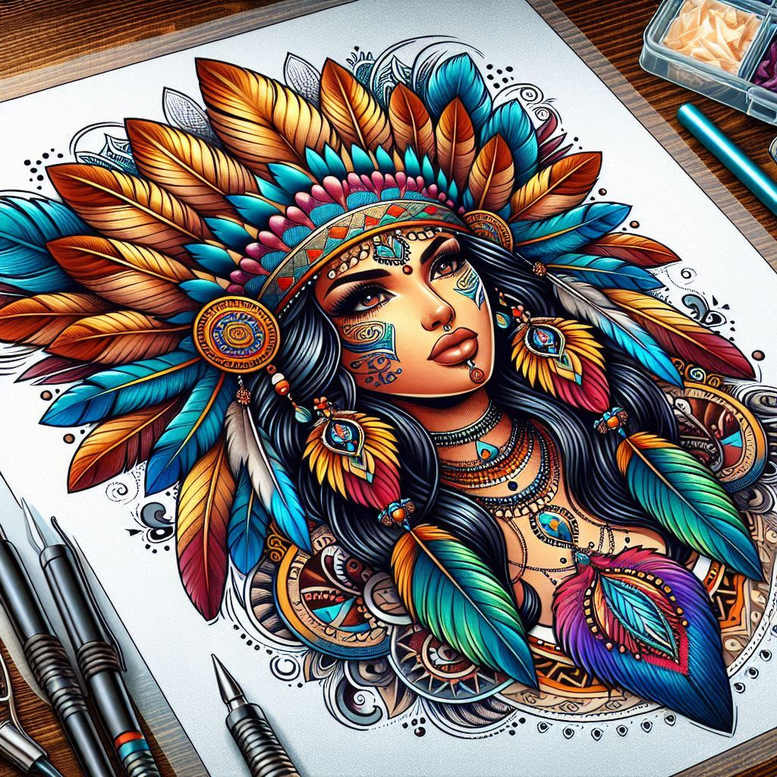 native-american-women tattoo design ideas Realism visual accuracy symbolic symbol of endurance