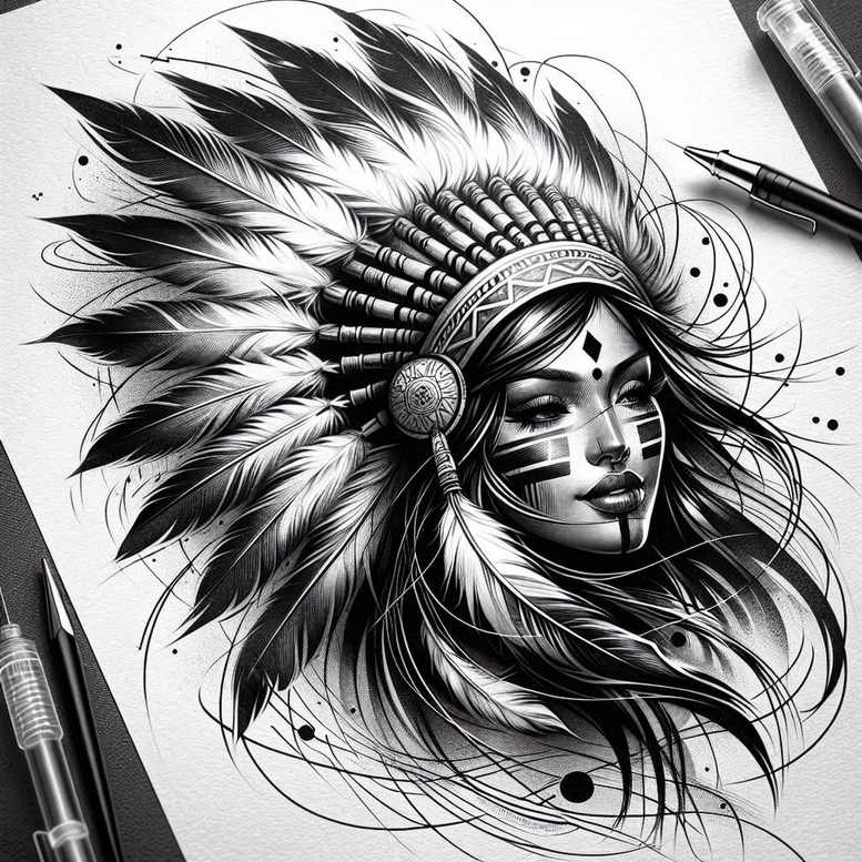 native-american-women tattoo design ideas saturated symbolic tattoos embodying endurance