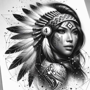 native-american-women tattoo design ideas Realism textured skin traditional clothing for temple