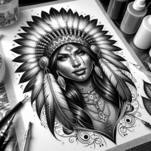 native-american-women tattoo design ideas abstract traditional jewelry shows resilience