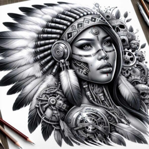 native-american-women tattoo design ideas Realism clean background tribal art represents endurance