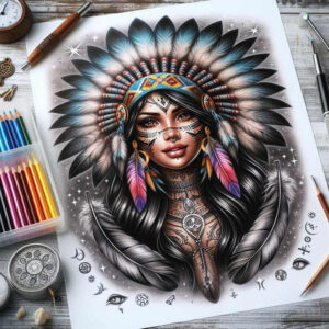 native-american-women tattoo design ideas enhanced shading tribal patterns meaning resilience