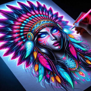 native-american-women tattoo design ideas gentle shadow warrior for shoulder blade
