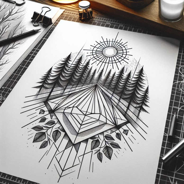 for-women – tattoo design ideas free ai generated – filigree – for-sternum – Gallery: nature-and-geometry-inkby-ai