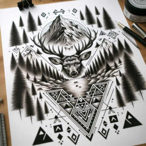 geometric-details – tattoo design ideas free ai generated – delicate-arcs – for-biceps – Gallery: nature-and-geometry-inkby-ai