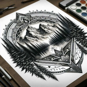 geometric-elements – tattoo design ideas free ai generated – calm-mind – for-triceps – Gallery: nature-and-geometry-inkby-ai
