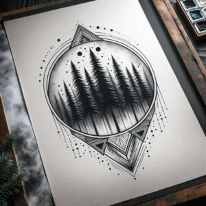 geometric-fractals – tattoo design ideas free ai generated – harmony-lines – for-upper-arm – Gallery: nature-and-geometry-inkby-ai