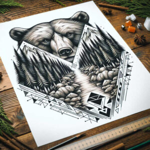 geometric-harmony – tattoo design ideas free ai generated – engraved-motif – for-full-back – Gallery: nature-and-geometry-inkby-ai