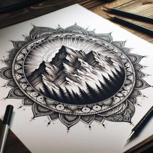 geometric-harmony – tattoo design ideas free ai generated – orderly – for-shoulder – Gallery: nature-and-geometry-inkby-ai