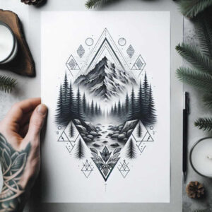 geometric-loops – tattoo design ideas free ai generated – celestial – for-stomach – Gallery: nature-and-geometry-inkby-ai