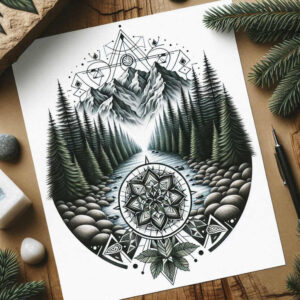 geometric-loops – tattoo design ideas free ai generated – spirituality – for-fingers – Gallery: nature-and-geometry-inkby-ai