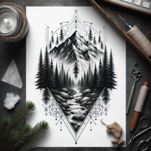 geometric-ornaments – tattoo design ideas free ai generated – geometric-lace – for-back-shoulder – Gallery: nature-and-geometry-inkby-ai