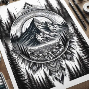 geometric-ornaments – tattoo design ideas free ai generated – intricate – for-nape – Gallery: nature-and-geometry-inkby-ai
