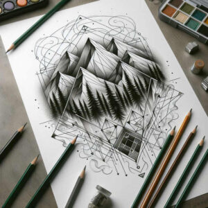 geometric-ornaments – tattoo design ideas free ai generated – radiant-center – for-knee – Gallery: nature-and-geometry-inkby-ai