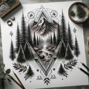 geometric-ornaments – tattoo design ideas free ai generated – sacred-symbol – for-scapula – Gallery: nature-and-geometry-inkby-ai