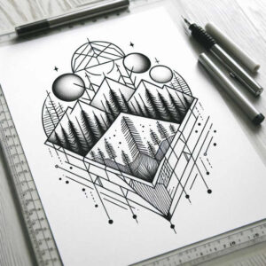 geometric-patterns-and-plants – tattoo design ideas free ai generated – circular-lace – for-spine – Gallery: nature-and-geometry-inkby-ai