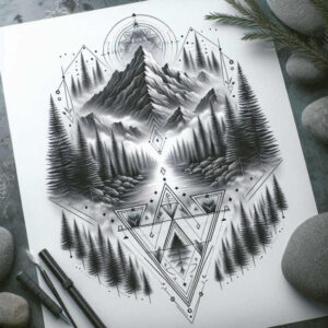 geometric-patterns-and-plants – tattoo design ideas free ai generated – patterned – for-calf – Gallery: nature-and-geometry-inkby-ai