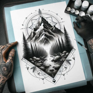 geometric-patterns-on-body – tattoo design ideas free ai generated – circle-of-life – for-shoulder-blade – Gallery: nature-and-geometry-inkby-ai