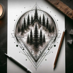 geometric-petals – tattoo design ideas free ai generated – celestial – for-abdomen – Gallery: nature-and-geometry-inkby-ai