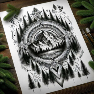 geometric-petals – tattoo design ideas free ai generated – ornamental-ring – for-arm – Gallery: nature-and-geometry-inkby-ai