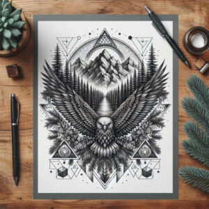 geometric-petals – tattoo design ideas free ai generated – radiating-lines – for-palm – Gallery: nature-and-geometry-inkby-ai