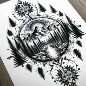 geometric-plant-motifs – tattoo design ideas free ai generated – interlaced – for-triceps – Gallery: nature-and-geometry-inkby-ai