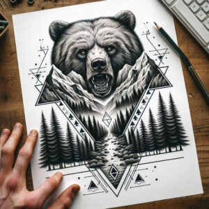 geometric-structure – tattoo design ideas free ai generated – circular-grid – for-hip – Gallery: nature-and-geometry-inkby-ai