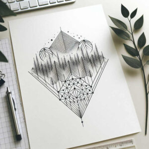 geometric-structure – tattoo design ideas free ai generated – ethereal – for-foot – Gallery: nature-and-geometry-inkby-ai