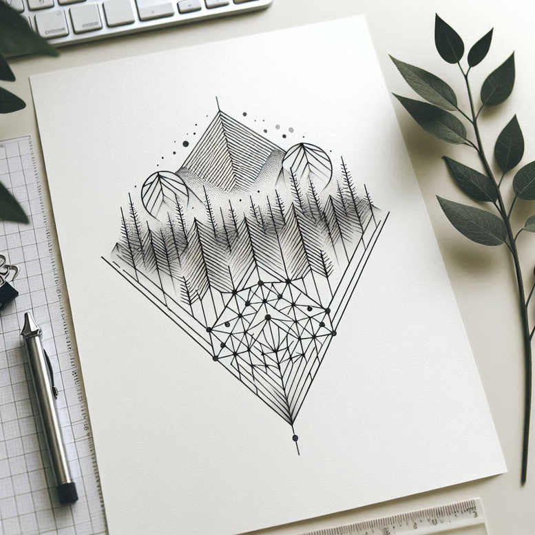 geometric-structure – tattoo design ideas free ai generated – ethereal – for-foot – Gallery: nature-and-geometry-inkby-ai