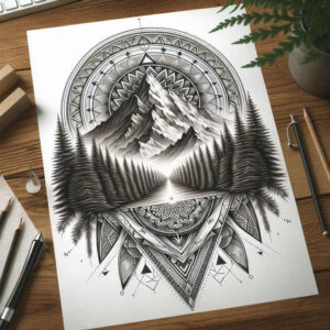 geometry-and-plants – tattoo design ideas free ai generated – ornamental-swirl – for-back – Gallery: nature-and-geometry-inkby-ai