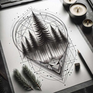 leaf-patterns – tattoo design ideas free ai generated – circle-segments – for-spine – Gallery: nature-and-geometry-inkby-ai