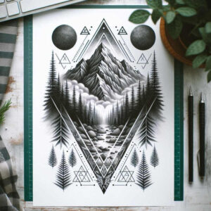 leaf-patterns – tattoo design ideas free ai generated – unbroken-circle – for-foot – Gallery: nature-and-geometry-inkby-ai