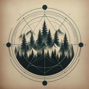 leaves-and-angles – tattoo design ideas free ai generated – subtle-fill – for-upper-chest – Gallery: nature-and-geometry-inkby-ai