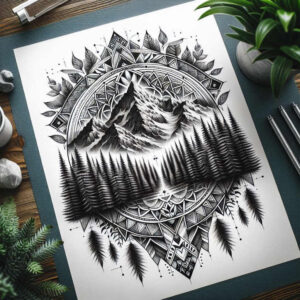 natural-curves – tattoo design ideas free ai generated – spokes – for-elbow – Gallery: nature-and-geometry-inkby-ai