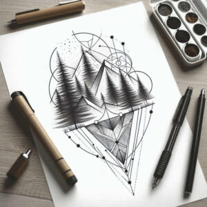 natural-geometric-patterns – tattoo design ideas free ai generated – detailed-lines – for-upper-arm – Gallery: nature-and-geometry-inkby-ai