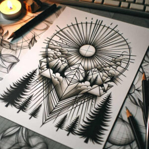 natural-shapes – tattoo design ideas free ai generated – centered – for-neck – Gallery: nature-and-geometry-inkby-ai