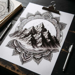 natural-shapes – tattoo design ideas free ai generated – infinite-pattern – for-hip – Gallery: nature-and-geometry-inkby-ai