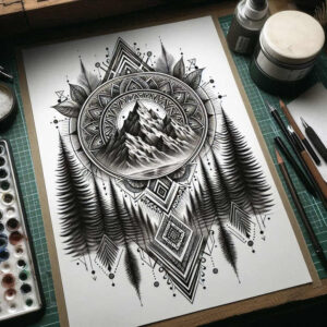 natural-structure – tattoo design ideas free ai generated – circular-pattern – for-hip – Gallery: nature-and-geometry-inkby-ai