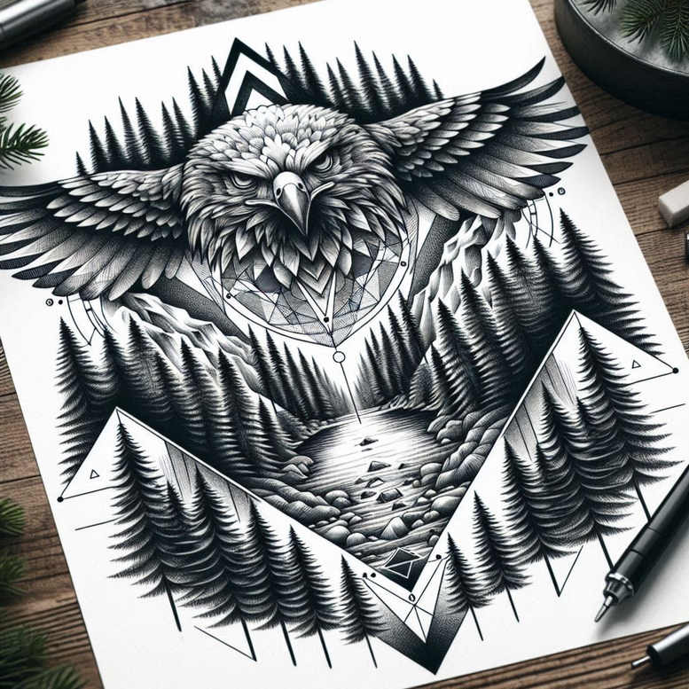 natural-structure – tattoo design ideas free ai generated – spirituality – for-upper-thigh – Gallery: nature-and-geometry-inkby-ai