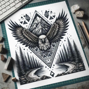 nature-and-lines – tattoo design ideas free ai generated – symmetric – for-upper-arm – Gallery: nature-and-geometry-inkby-ai