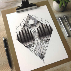 nature-and-shapes – tattoo design ideas free ai generated – ornamental – for-lower-leg – Gallery: nature-and-geometry-inkby-ai