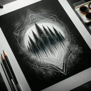 nature-and-shapes – tattoo design ideas free ai generated – ornamental-web – for-upper-chest – Gallery: nature-and-geometry-inkby-ai