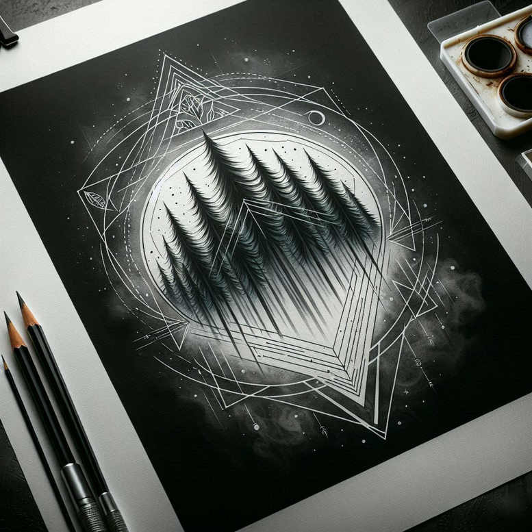 nature-and-shapes – tattoo design ideas free ai generated – ornamental-web – for-upper-chest – Gallery: nature-and-geometry-inkby-ai