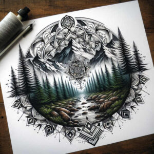 symmetry-and-nature – tattoo design ideas free ai generated – ornamental-ring – for-shoulder – Gallery: nature-and-geometry-inkby-ai