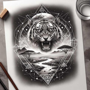 symmetry-in-nature – tattoo design ideas free ai generated – mandala-border – for-calf – Gallery: nature-and-geometry-inkby-ai