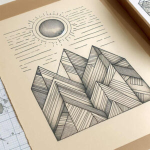 nature-and-geometry tattoo design ideas Surrealism psychic energy abstract polygons for forearm