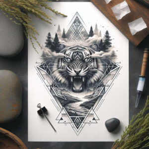 nature-and-geometry tattoo design ideas Realism emotional realism abstract polygons represents perseverance