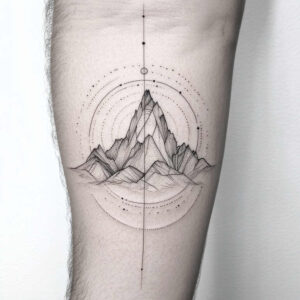 nature-and-geometry tattoo design ideas Realism soft contrast circle geometry for knee